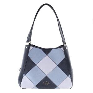 Kate Spade Leila Patchwork Suede Medium Shoulder Blue Bag